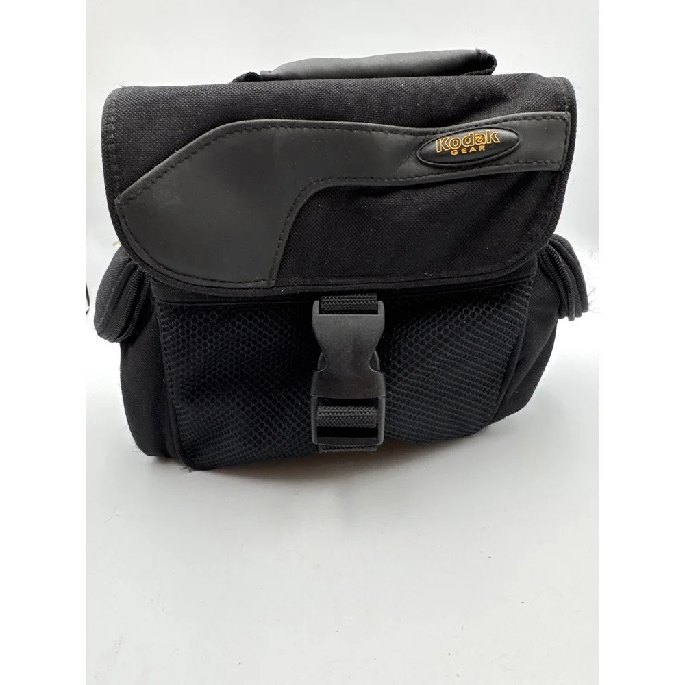 Kodak Gear Black Canvas Padded Camera Bag Multi-Pocket Shoulder Belt Case